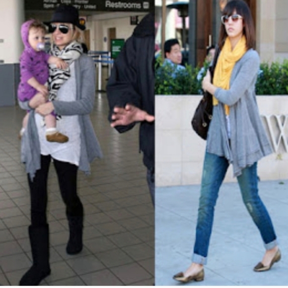 ~FLUXUS~ FUNKY GREY BIAS WRAP LAYERED OPEN FRONT CARDIGAN-XXL - Picture 7 of 9